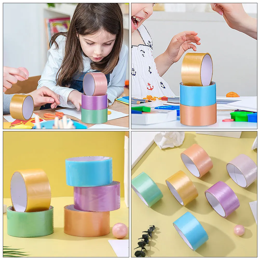 Bright Colored Sticky Ball Tapes 6 Rolls Easy Apply Remove DIY Projects Creative Crafting Accessory Tape Ball Sticky