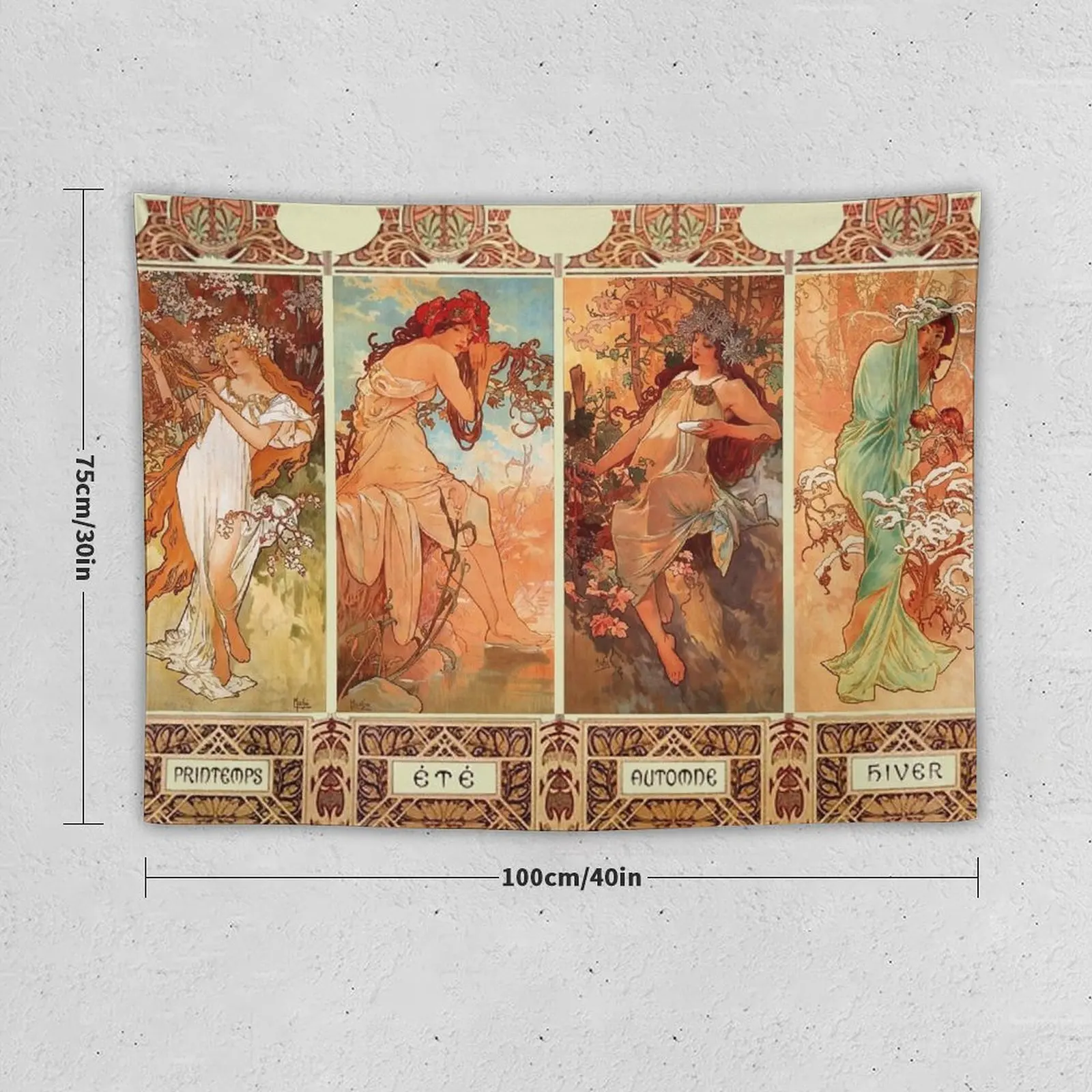 Alphonse Mucha Four Seasons Art Nouveau Tapestry Decor For Bedroom Aesthetic Room Decors Wall Decoration Items Tapestry