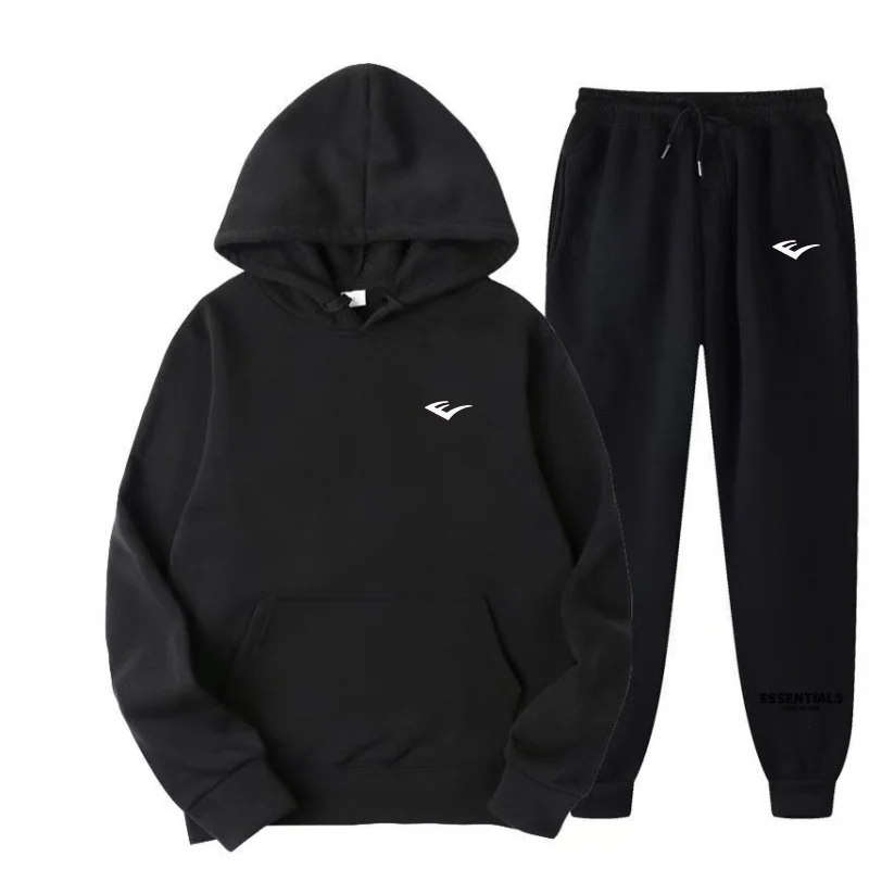 

Men's sports and casual hooded shirt and pants set, featuring printed patterns, unisex, suitable for outdoor activities