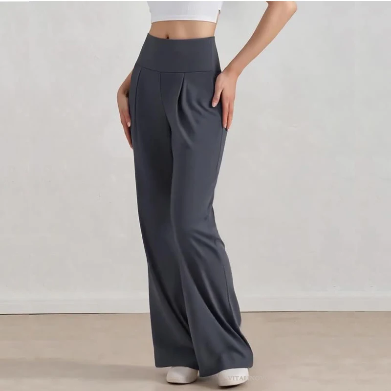 VITALINOVO Damen-Hose mit weitem Bein, ohne Taschen, hohe Taille, Stretch, lockere Jogginghose, Nake-Feeling, lässig, Lounge, Yoga, Workout, Palazzo – Detail 12