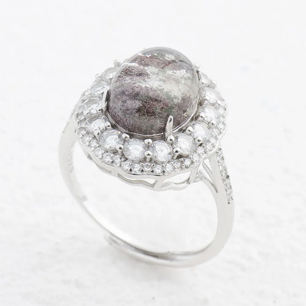 خاتم فاخر من الفضة الإسترليني عيار 925 مع كريستال فانتوم طبيعي بيضاوي 9*11 ملم، خاتم نسائي رائع وأنيق لحفلات الزفاف #2