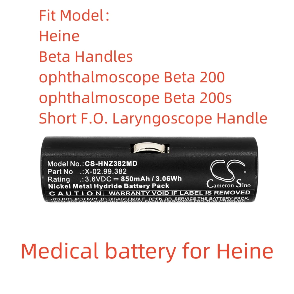 

Ni-MH Medical battery for Heine,3.6v,850mAh,Beta Handles,ophthalmoscope Beta 200s,Short F.O. Laryngoscope Handle