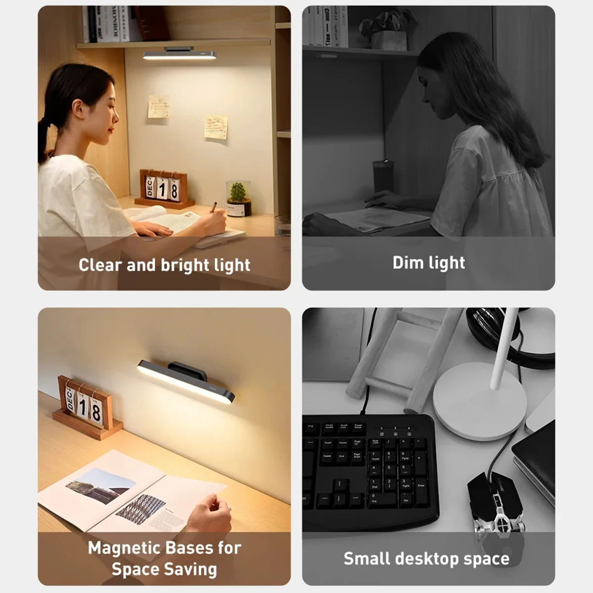Magnétique lampe de bureau suspendue a mené échelonné Dimming lumière de nuit Touch lumière étude lampe de lecture cadeaux pour les filles Cabinet-lumière réglable
