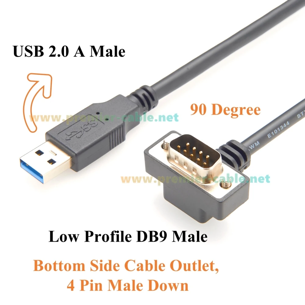 Ângulo para cima/para baixo ultra fino usb para db9 rs232 cabo adaptador serial com chip ft232rnl baixo perfil d-sub 9pin macho cabo de porta com
