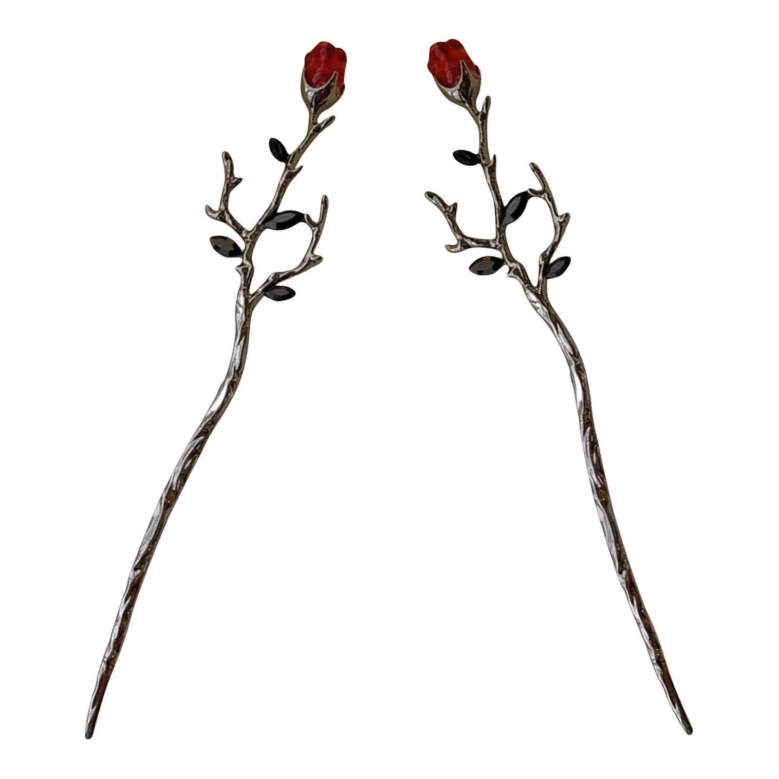 

2pcs Rose Flower Sticks Chignon Pins Bun Holders Women Hair Accessories Alloy Flower Hairpins Stylish Updo Hairstyles Durable