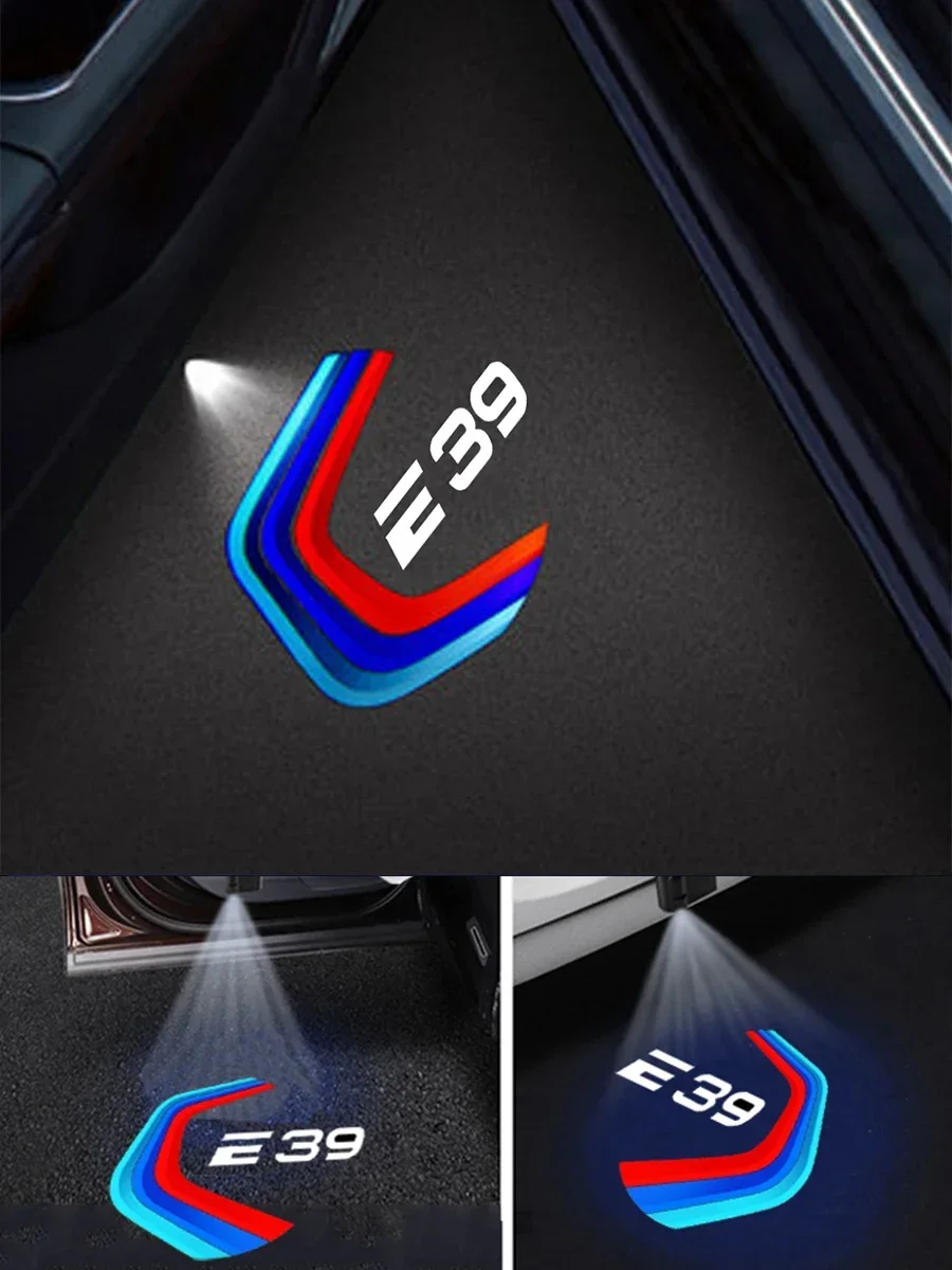 2 sztuki LEDowych lamp laserowych do drzwi samochodowych z projekcją logo, lampy powitalne do BMW serii 5 E39 1999‑2006, akcesoria — 2