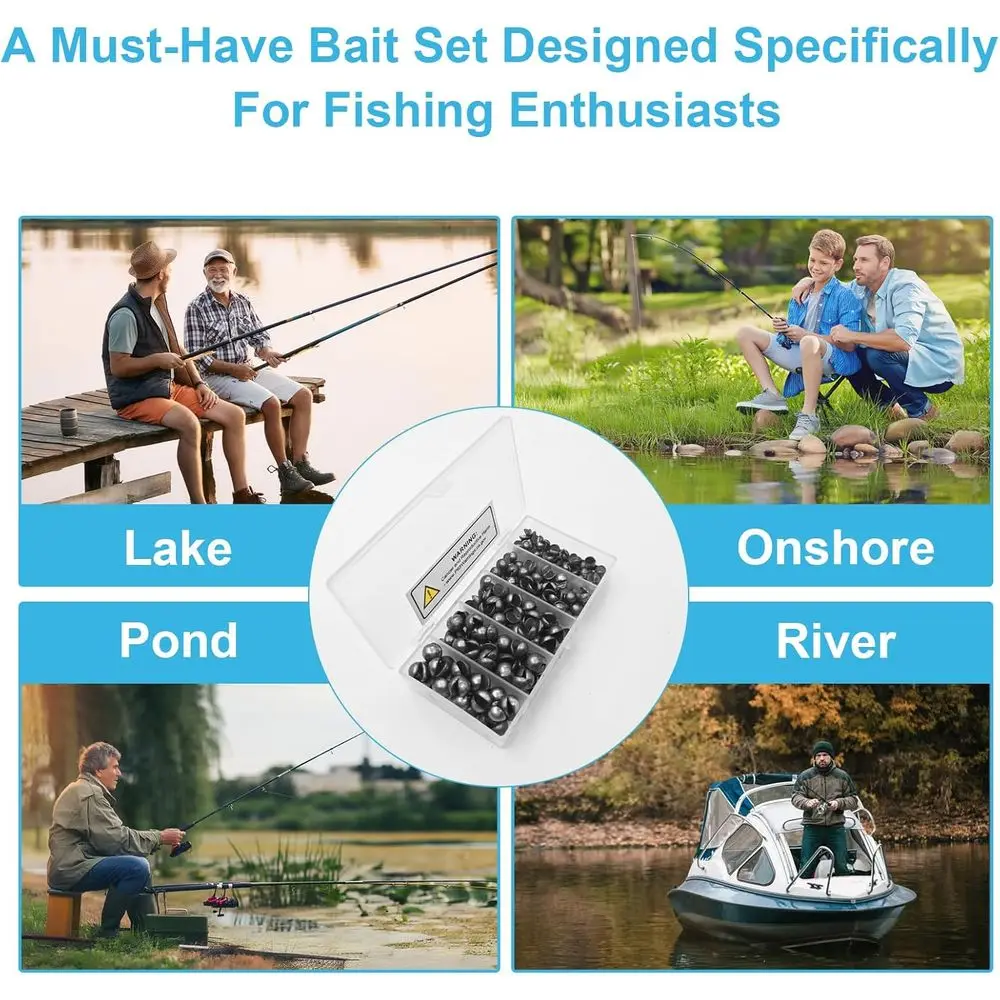 150 قطعة من حوض الصيد المقسم - أوزان صيد عالية الجودة وقابلة للإزالة، 5/6 مقاسات (0.02 أونصة-0.14 أونصة)، مناسبة للمياه الطازجة والملحة #6