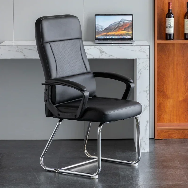 Chaise de Bureau Confortable en Cuir, Meuble Ergonomique, Réglable et Simple