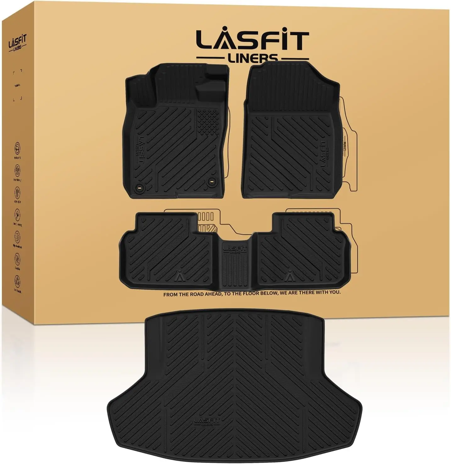 

Custom Fit Floor Mats & Trunk Liner for Honda Civic Hybrid Sedan 2025 2026, All Weather TPE, Black (Not for Hatchback)