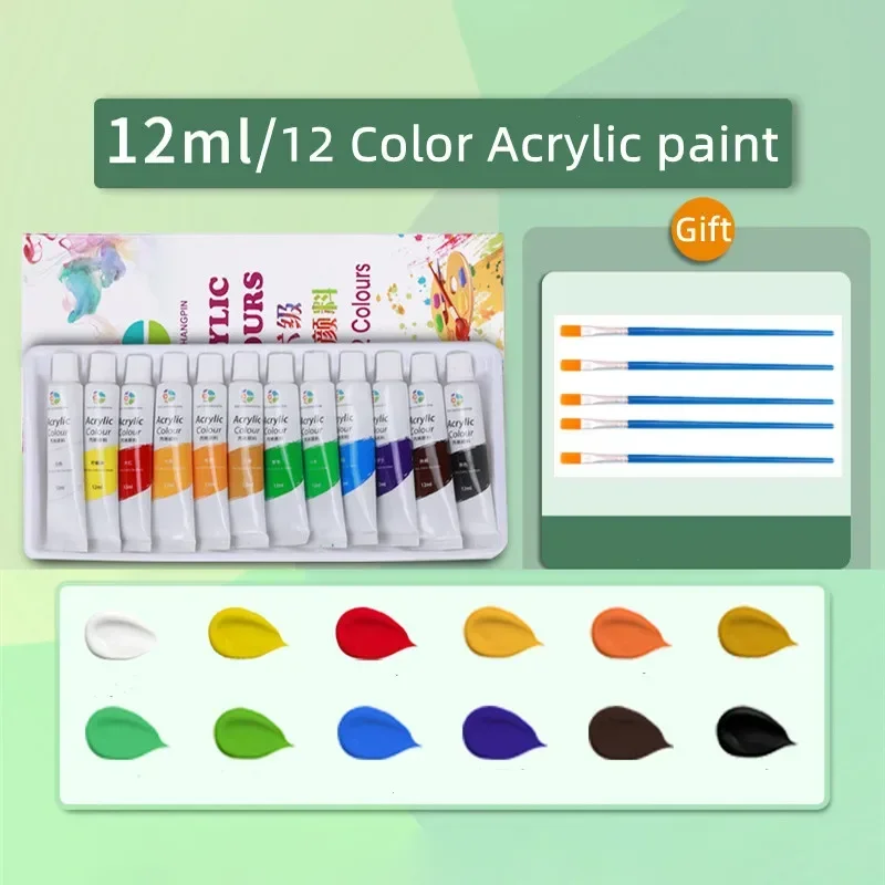 Acrylic Paint 12 18 24 36 Color 12ml Tube Acrylic Paint Set Paint for Clothing Painting Rich Glass Pigments for Artists Painting