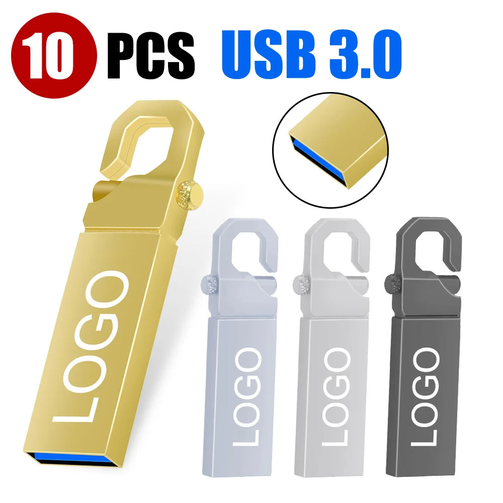 

10PCS/LOT Free Custom LOGO USB Flash Drive 3.0 High Speed Pen Drive 8GB 16GB 32GB 64GB 128GB Pendrive Metal Usb Sticks