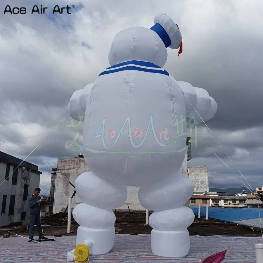 Enorme personaje de dibujos animados Oxford inflable Ghostbuster Stay Puft globo Pop Up Marshmallow Man con pancarta extraíble para AD