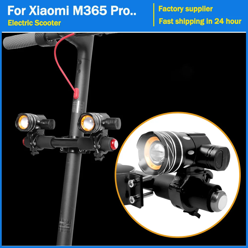 Scheinwerfer für Xiaomi M365 Pro für Ninebot Max G30 Elektroroller, zoombares, wiederaufladbares USB-LED-Blitzlicht, Frontlampe