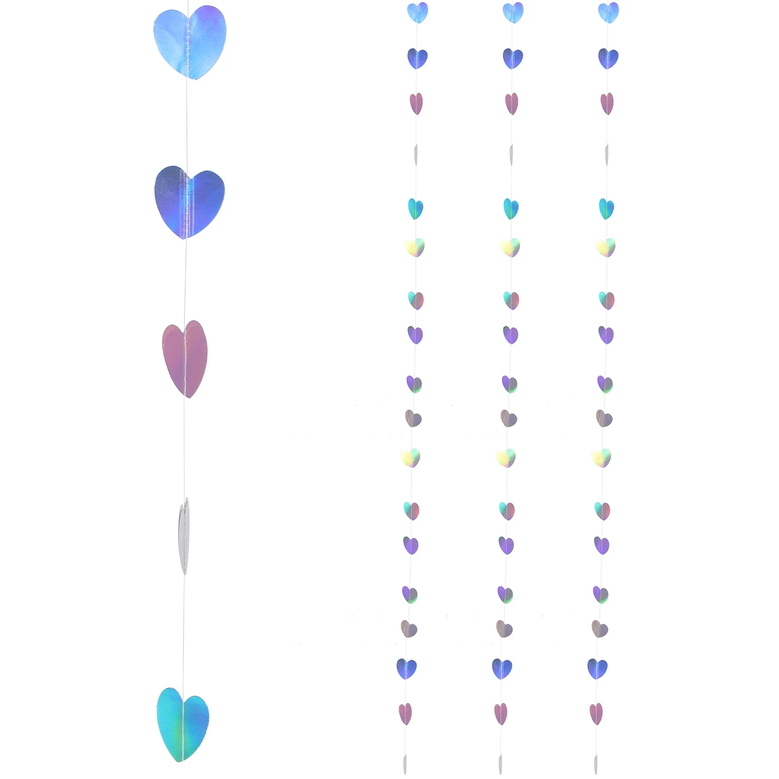 

4Pcs Heart-Shaped Hanging Streamers Iridescent Neon Party Decorations Romantic Birthday Wedding Valentine's Day Wall Banner