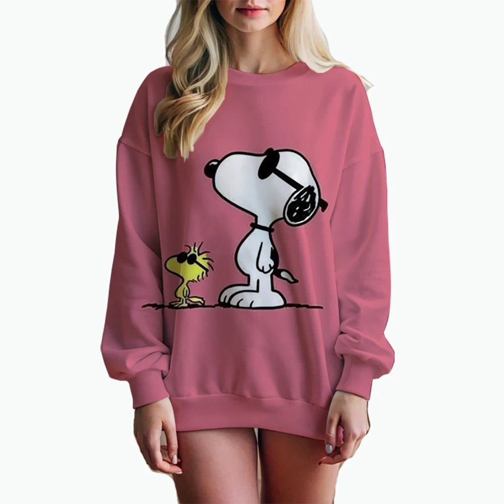 Woman\'s Hoodie New Autumn/Winter Fashion Y2K Snoopy cartoon print Sweatshirts Round Neck Coat Loose Long Sleeve Hatless Hoodie