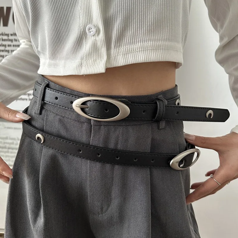 Women Belt Vintage Moon Star PU Leather Waistband Jeans Pants Belt Punk Decoration Couple Y2k Buckle Metal Gothic Female Street