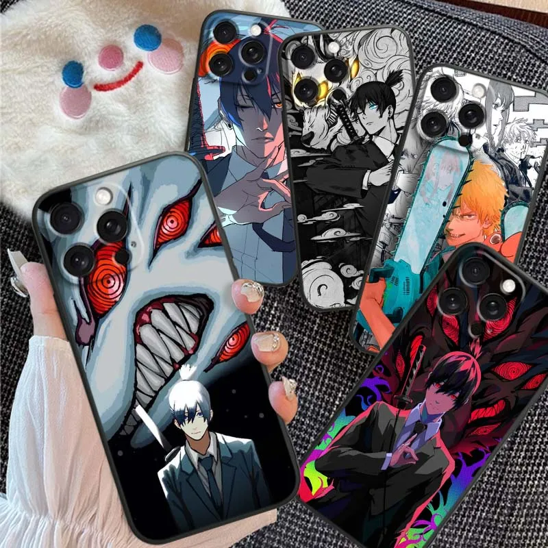 

Anime Chainsaw Man Comics For Apple iPhone 16 16E 15 14 13 12 11 XS X Pro Max Plus Black Soft Silicone Cover Phone Case