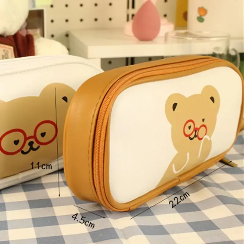 New Pencil Case Creative and Lovely Large Capacity Exquisite Workmanship Fresh Print Students Pencil Box PU Durable Makeup Bags