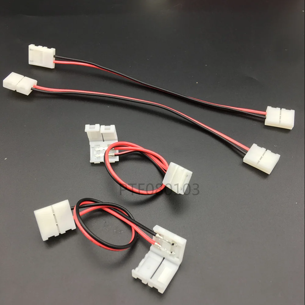 

10mm 3528 5050 5630 RGB RGBW LED Strip Connector for IP20 Non-waterproof 2 Pin Tape Light To Wire