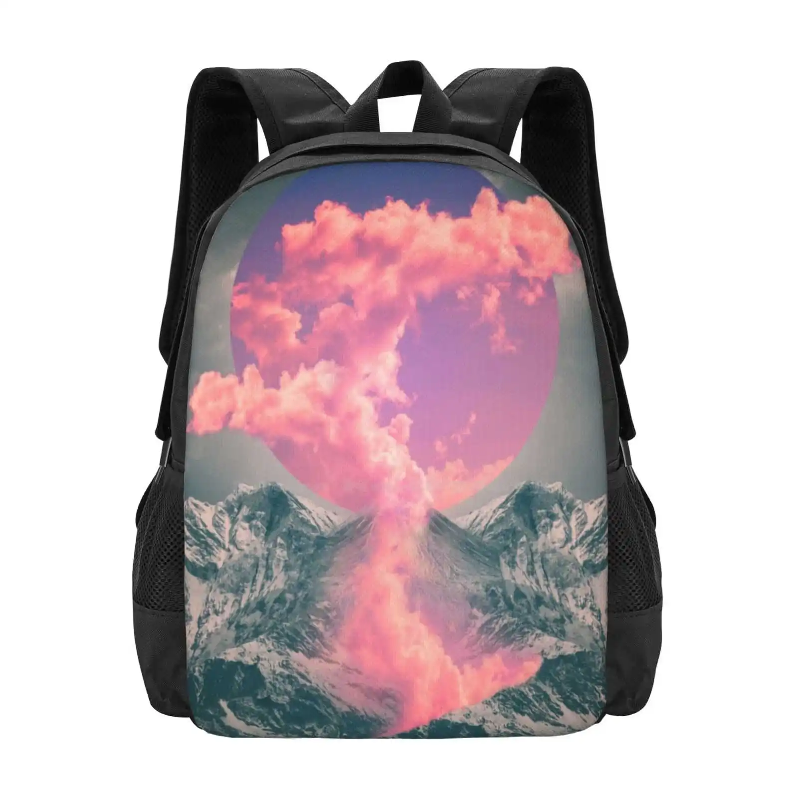 Ruptured Soul Large Capacity School Backpack Laptop Bags Mountains Erupt Ruptured Soul Vintage Tones Volcanic Clouds Soul On