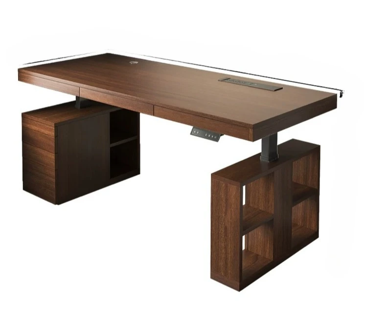 Electric lifting desk Home solid wood study table with drawers Storage study home desk