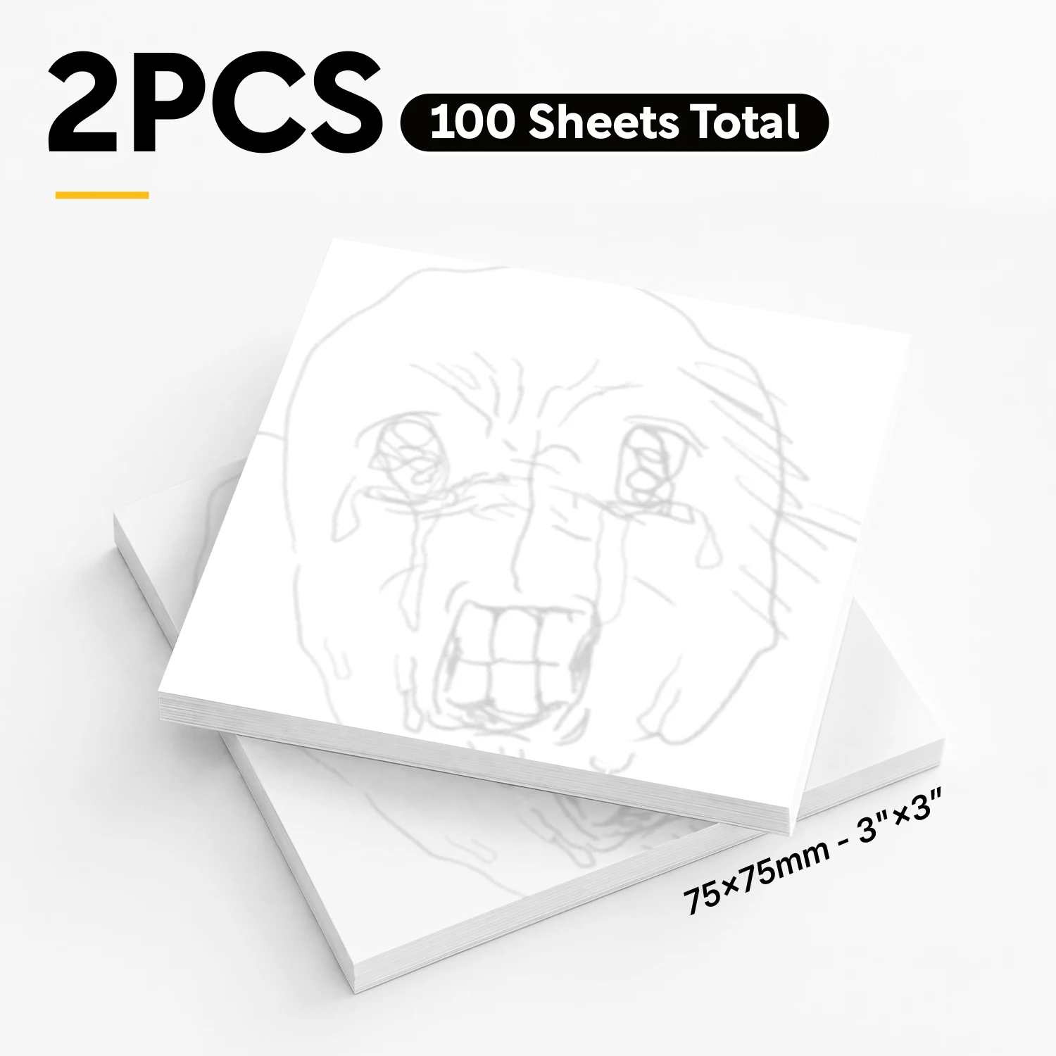 2 Stück, insgesamt 100 Blatt, lustige weinende Meme-Haftnotizen, 75x75mm (3x3 Zoll), Notizblöcke mit traurigen Gesichtsausdrücken, minimalistische selbstklebende Memopads