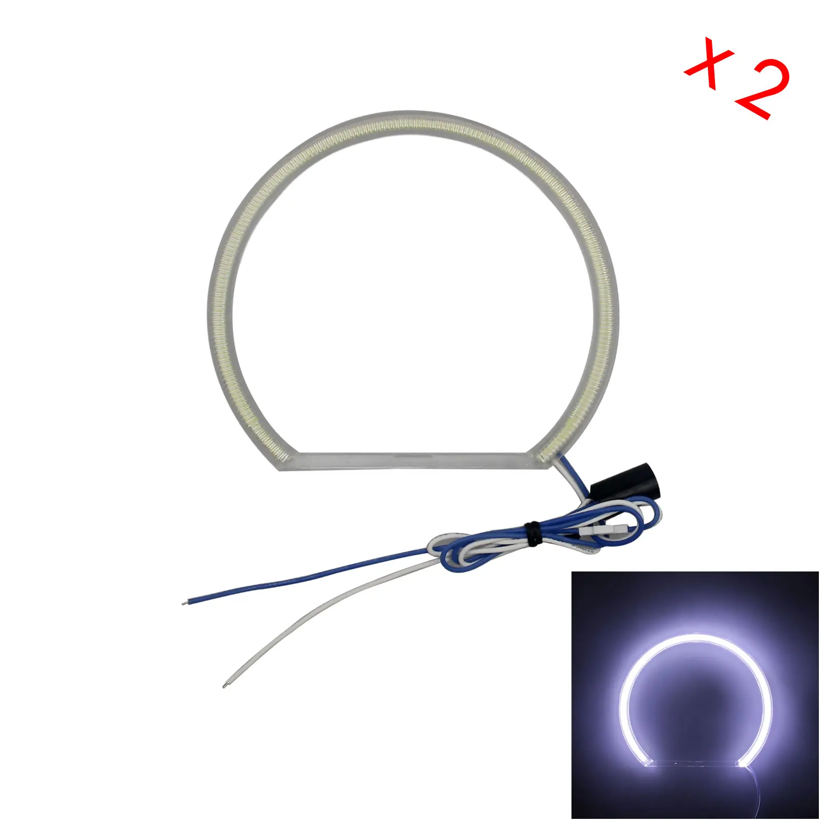 2x White Auto Angel Eye Halo Rings Light Tail Blub 131MM  1 COB LED Z5182