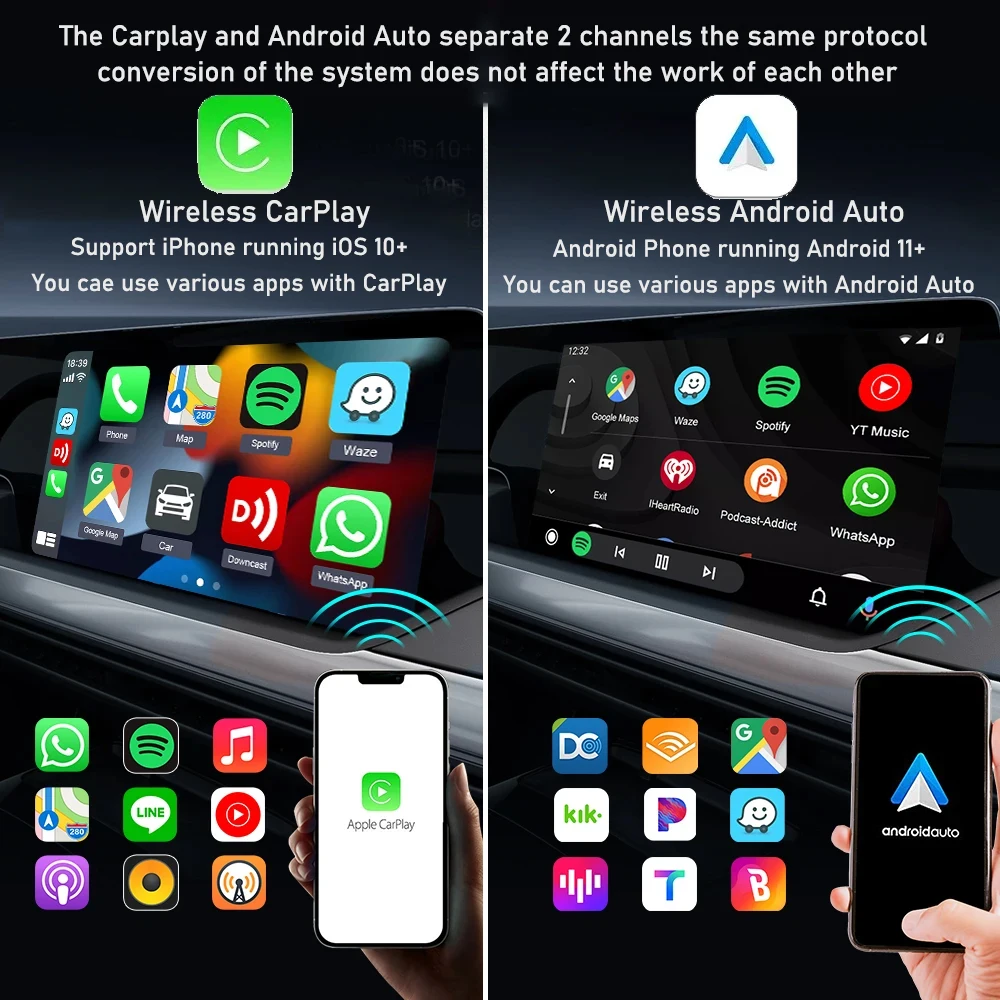 CarlinKit 5.0 2AIR bezprzewodowy Adapter USB CarPlay Android Auto Wireless Box dla Mazda Toyota Mercedes Peugeot Volvo Kia 4 w 1 pudełku