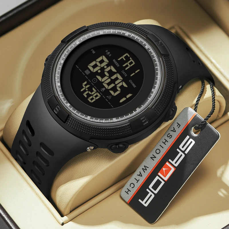 SANDA High-end Military Men's Watches Outdoor Sports Multifunctional Electronic Watch Calendar 12/24 Hour Digital Wristwatches