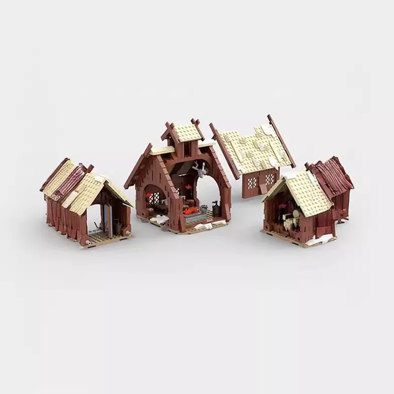 Viking Medieval Hall Building Blocks MOC Ancient Architecture DIY Bricks Model Toy For History Fans Collectors And Nice Gifts