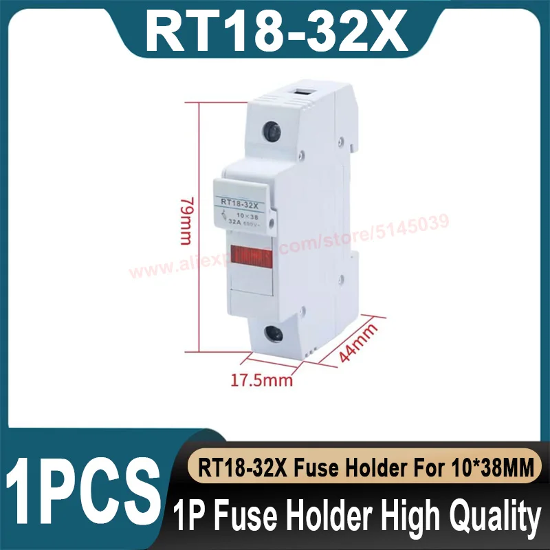 RT18-32X Fuse Holder AC 500V~690V 10*38MM Ceramic Fuse Holder DIN Rail Mounting Fuse Holder Base With LCD LED Light RO15