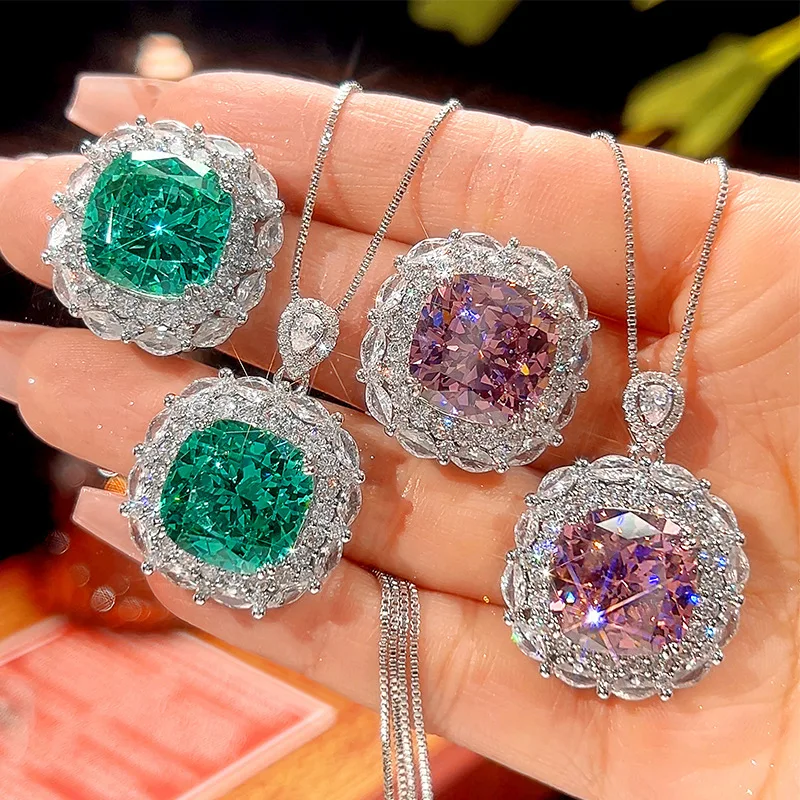 

Jewelry Brass Bird's Nest Cut Paraiba Green Gemstone Pendant Set Main Stone 14*14 Wholesale