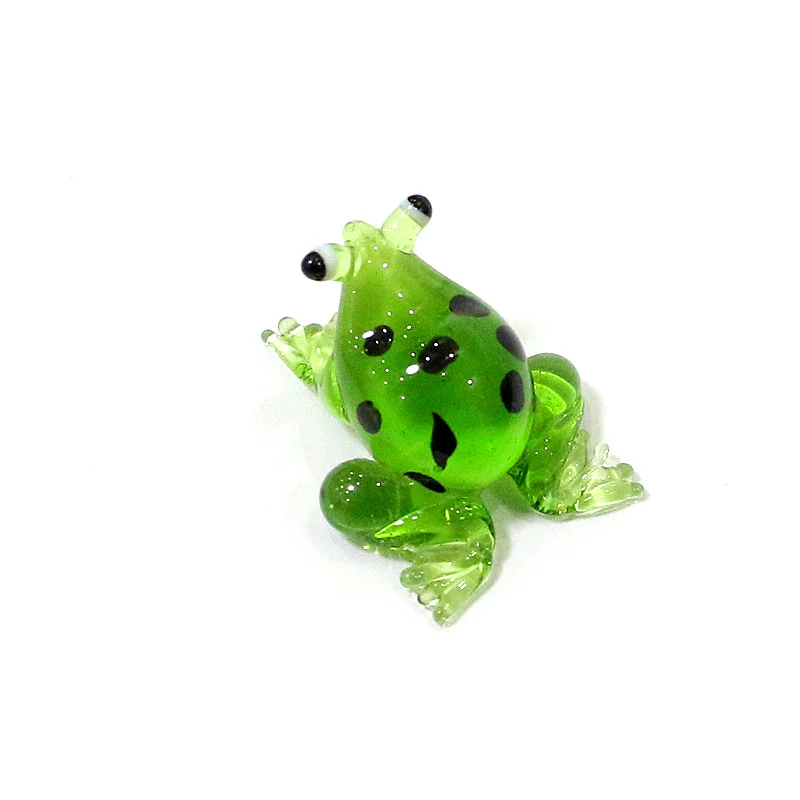 2 Stück Bunte Mini-Glas-Tierfiguren Niedliche Frosch-Miniatur-Statuen Ornamente für Zuhause Tischdekoration Feengarten Bonsai Deko-Zubehör – Detail 15