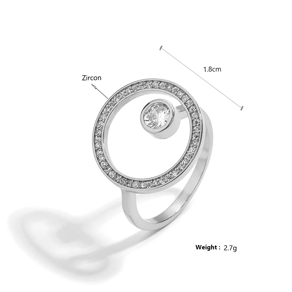 FEEHOW Geometric Circle anelli regolabili per le donne Luxury Gold/Sliver Color Zirconia Ring Wedding Party Jewelry