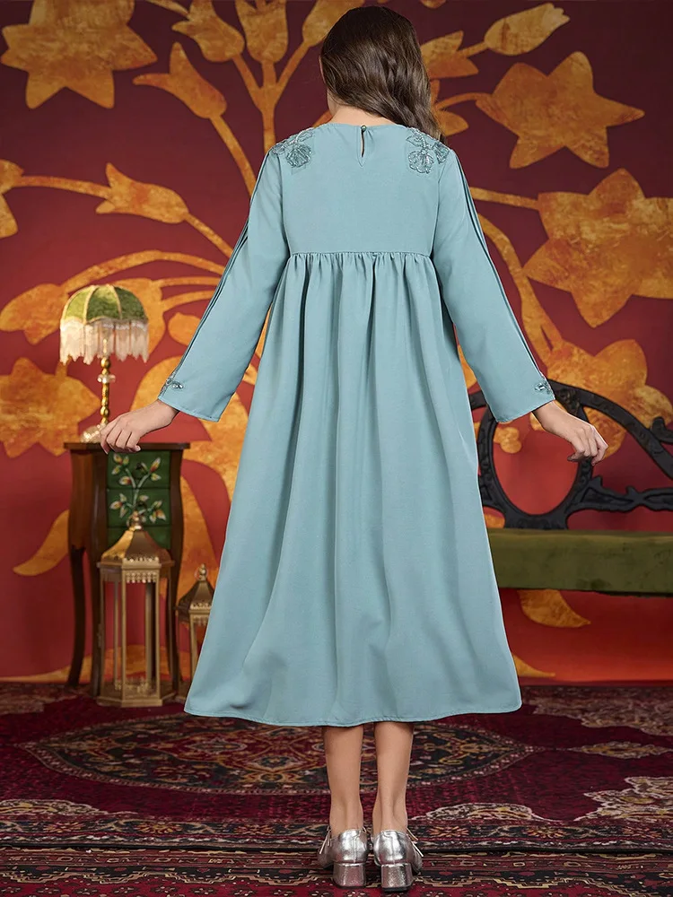 Elegante Perlen Abayas für Kinder Mädchen Muslimischen Kleid Ramadan Eid Djellaba Dubai Kaftan Marokko Robe Arabisch Abaya Kaftan Vestidos