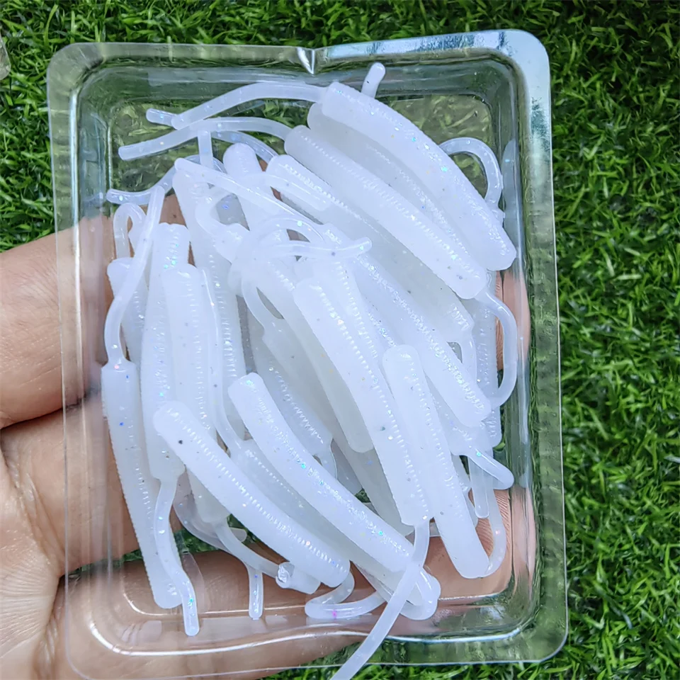 20 teile/schachtel Mini Ozean Felsen Angeln Weiche Köder 0,3g/45mm Weichen Wurm Künstliche Köder Bass Silikon köder Angeln Zubehör – Detail 6