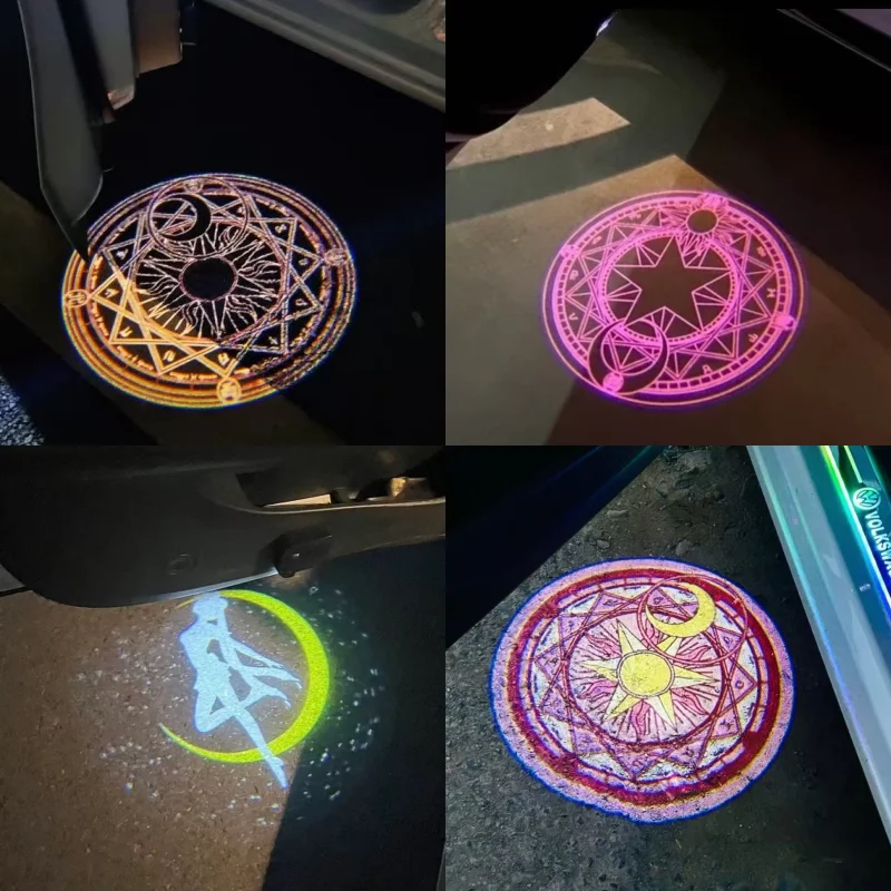 Kawaii Sailor Moon Anime Car Welcome Light Projector Lamp Motorcycle Atmosphere Lights Accessories Car Decoration Floor Lamp view 2