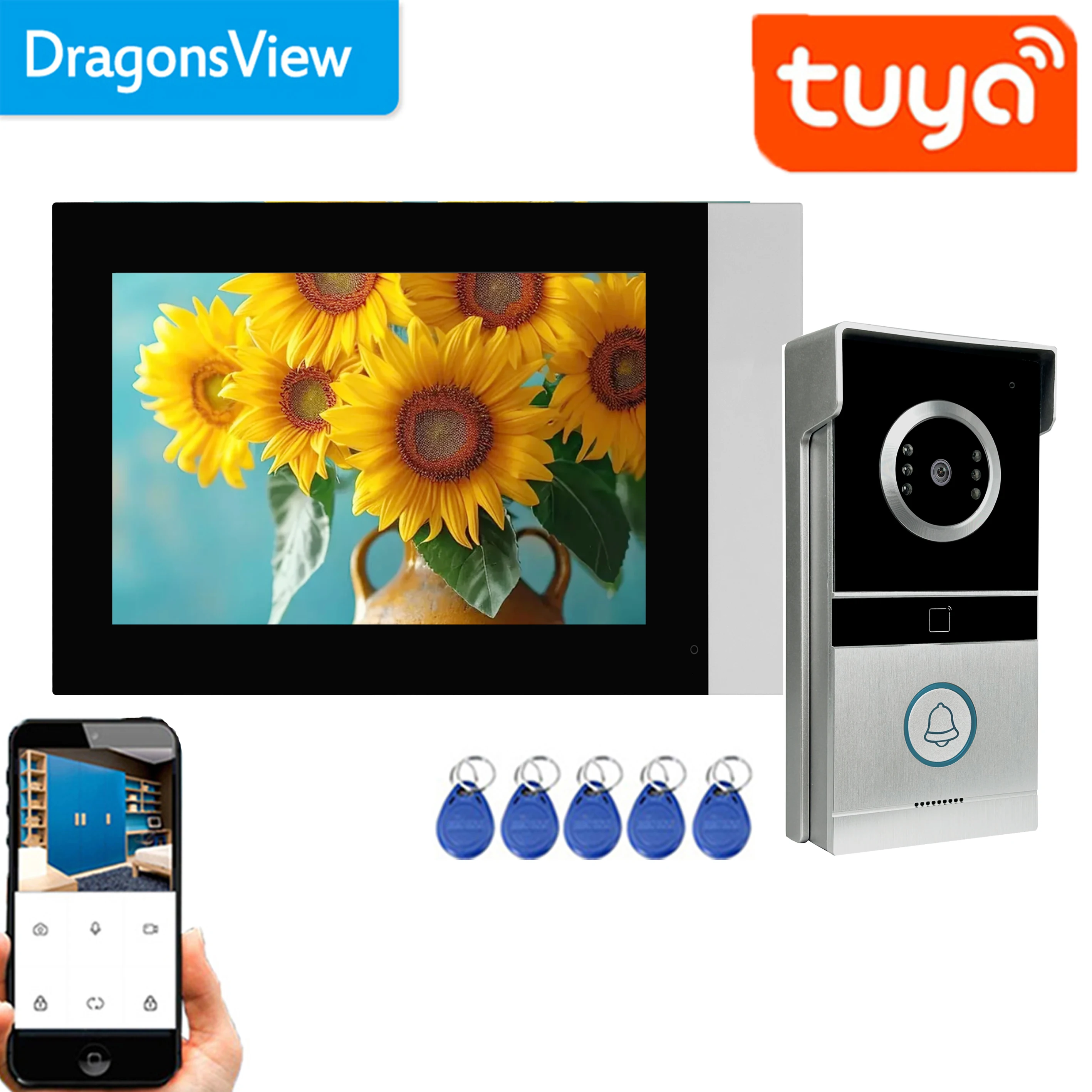 Dragonsview  7 Inch Video Intercom Wif Wireless Tuya Smart Door Phone 1080P RFID Doorbell Night View IR Motion Record Rainproof