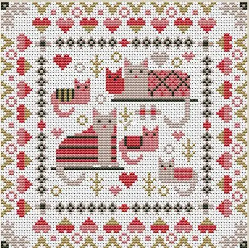 

Pink Cat Home 27-27 Cross Stitch Kit Aida Count Unprint Canvas Stitches Embroidery DIY Handmade Needlework