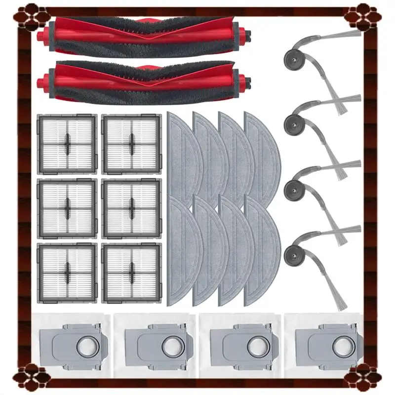 Consegna in 24 ore per Roborock Q10 S5/Q10 S5+ /Q10 X5/Q10 X5+ /Q10 VF/Q10 VF+ 24 pezzi di ricambio Spazzola laterale principale Filtro Mop Panno