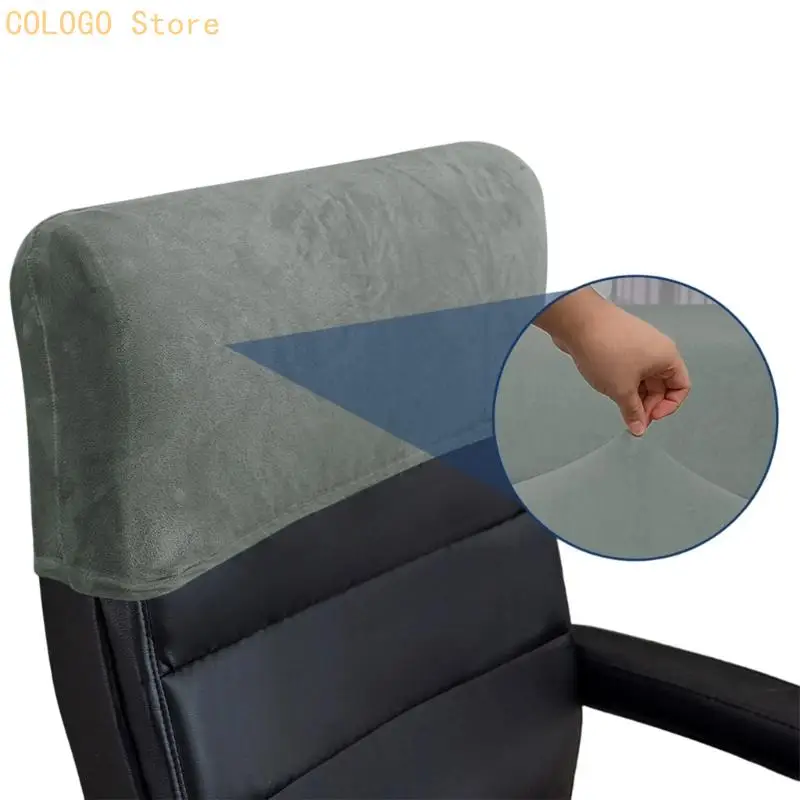 Stretchable Chair Headrest Cover, Soft Plush Rectangular Slipcover Fit 40-50cm Headrests for Office Computer Chair, Furniture