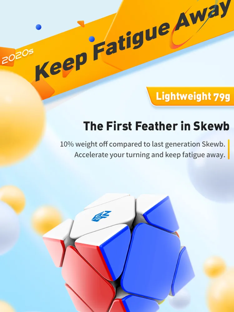 GAN Skewb Magnetischer Geschwindigkeitswürfel M Stickerless skewb Gan Speedcube 32 Magnete Verbesserte Version Professioneller Zauberwürfel Puzzlespielzeug