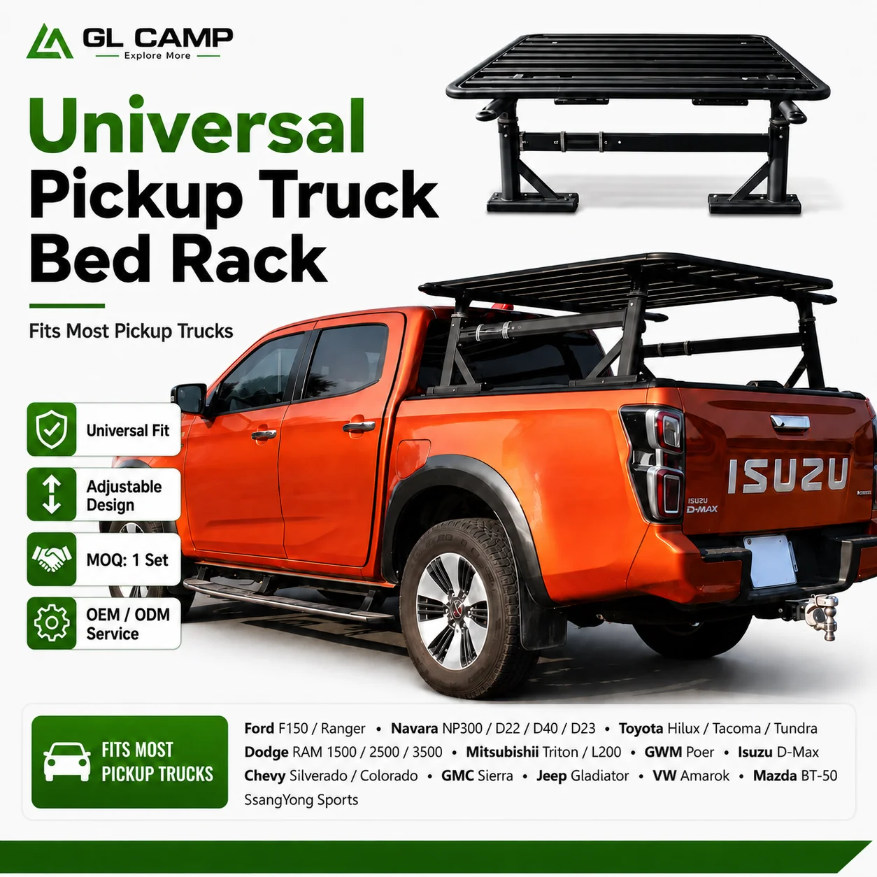 Aluminum Basket Roof Rack With Anti-Sport Roll Bar for Hilux Revo Vigo Rocco Nissan Toyota Navara Tundra Amarok 4x4 Vehicles