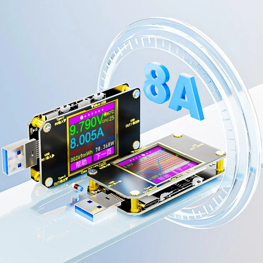 Charging Measurement 74.5*31.9*9mm Fast Charge Monitor Multi-function USB Interface Multiple USB Compatibility