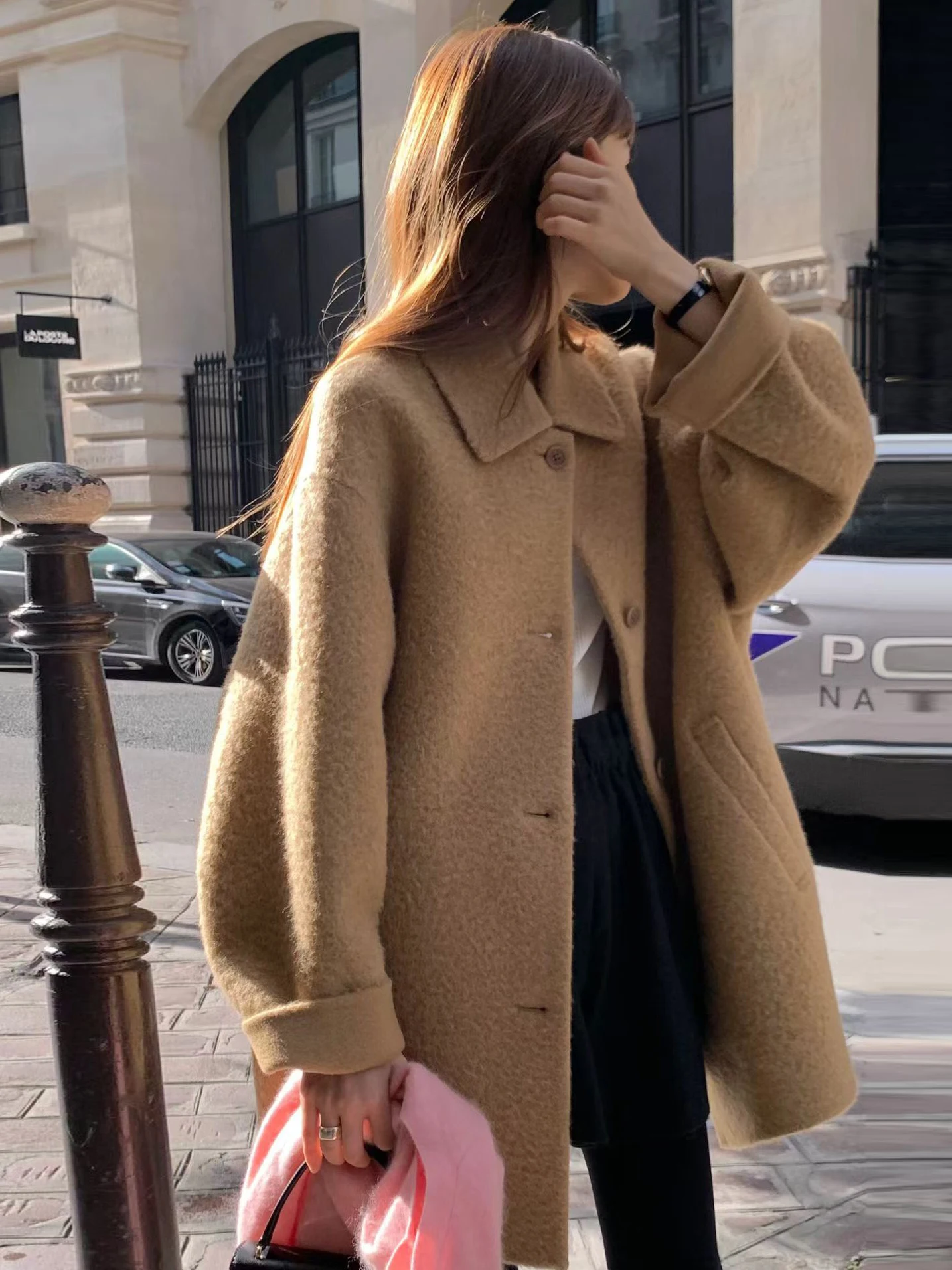 Korean Style Soft Sweet Atmosphere Woolen Coat Women's Winter Loose Collar Versatile Beautiful Mouton Jacket Outerwear