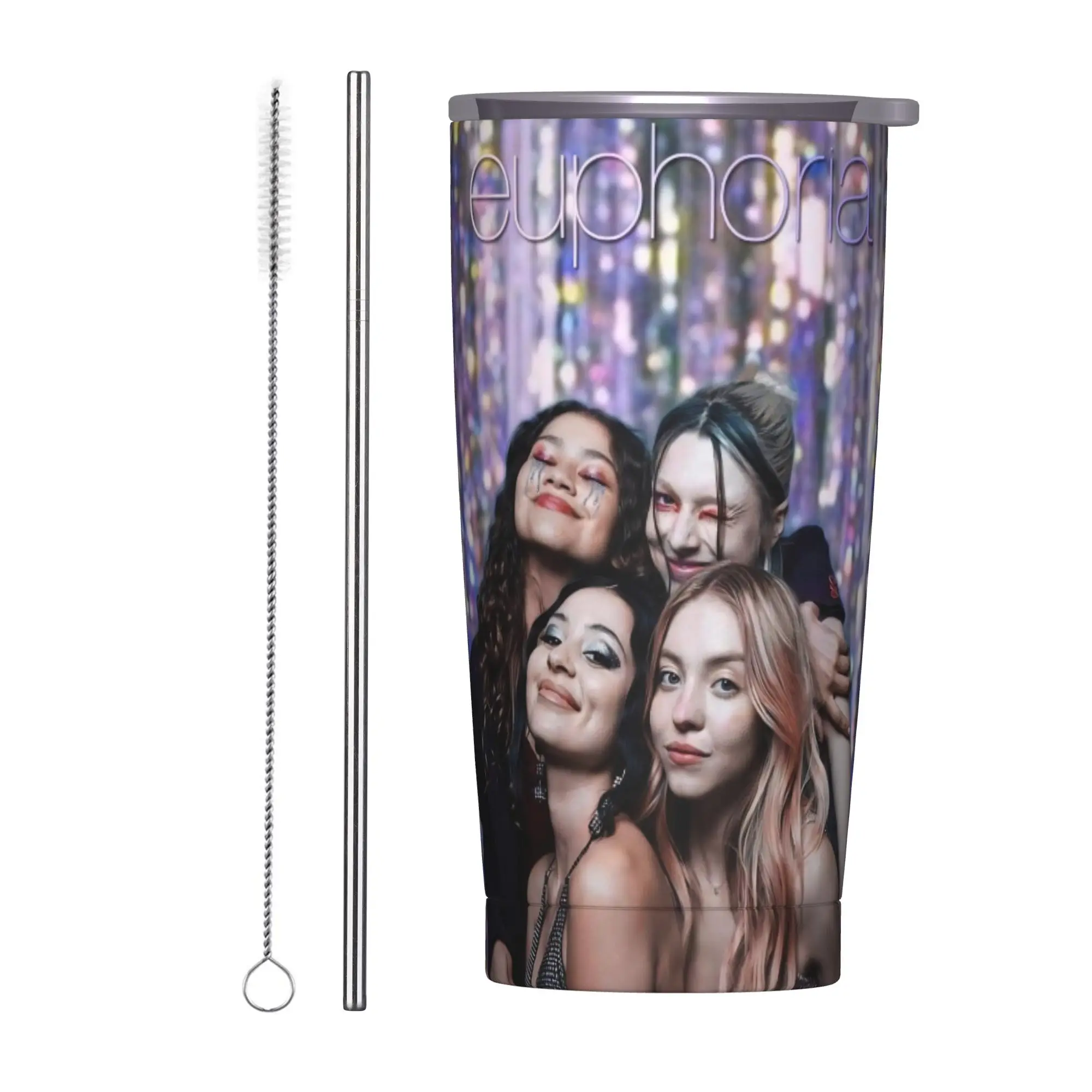 Gobelet isotherme Euphorias Saison 3 avec couvercle, tasses à café sous vide pour le bureau et la maison, pour boissons chaudes et froides, 20 oz