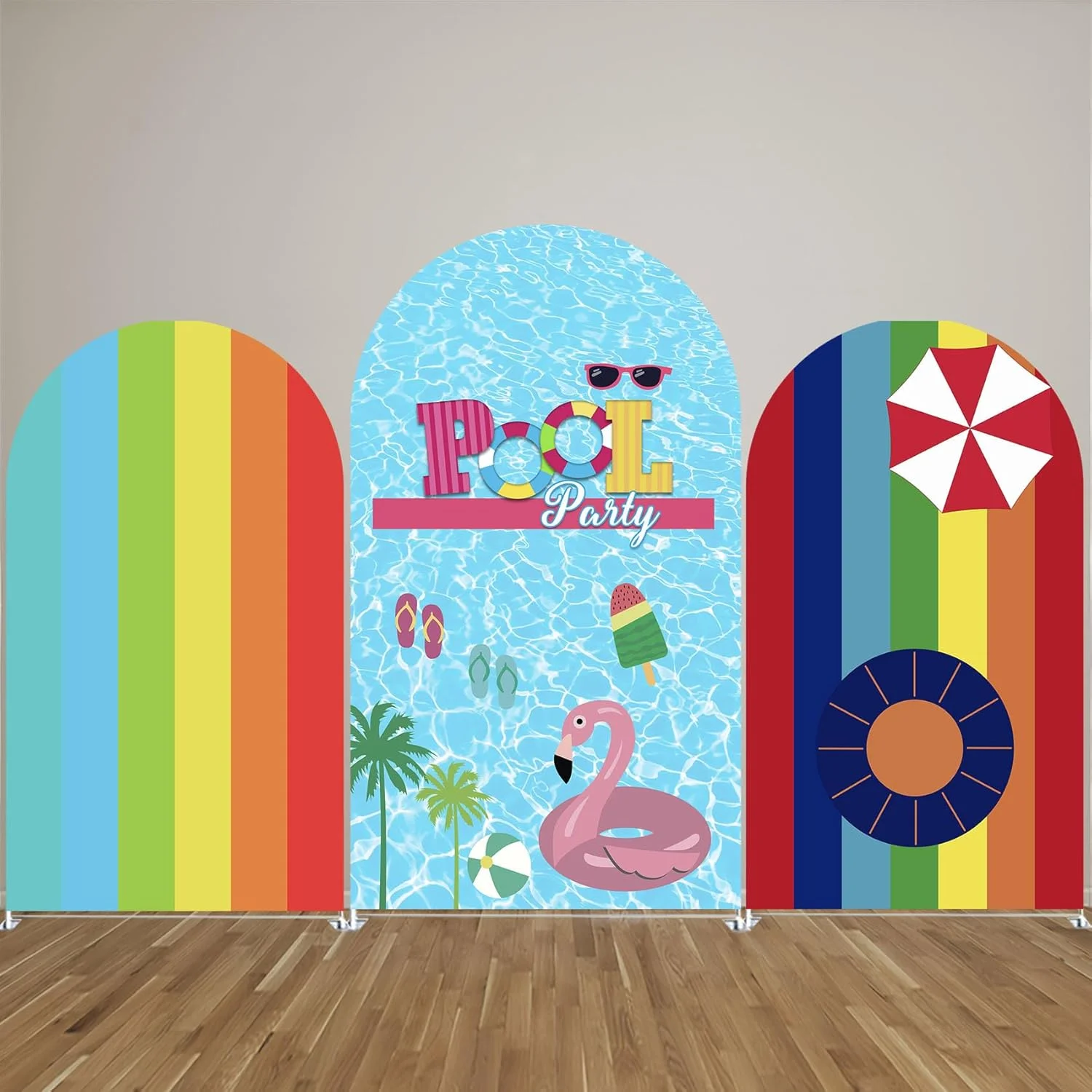 

Тематический арочный фон для вечеринки у бассейна, чехол для детского дня рождения, украшение для детского душа, двухслойный фон с синей водой