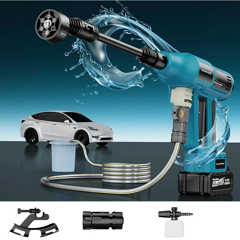 6 IN1 Brushless Electric High Pressure Washer Cordless 250Bar 4 Gears Car Wash Water Gun Garden Spray Gun for Makita  Battery