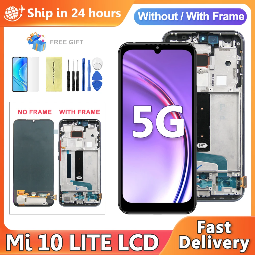 

OLED-дисплей для Xiaomi Mi 10 Lite 5G M2002J9G M2002J9S, ЖК-дисплей, сенсорный экран, цифровой дисплей mi 10 lite, экран в сборе