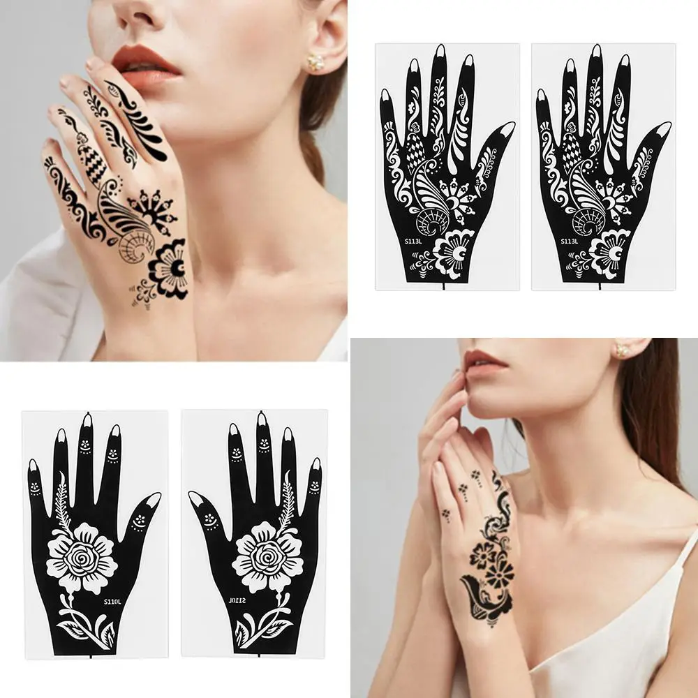 6 tipi di trucco bellezza kit body art fai da te decalcomania temporanea per le mani India adesivo all'henné stencil per tatuaggi